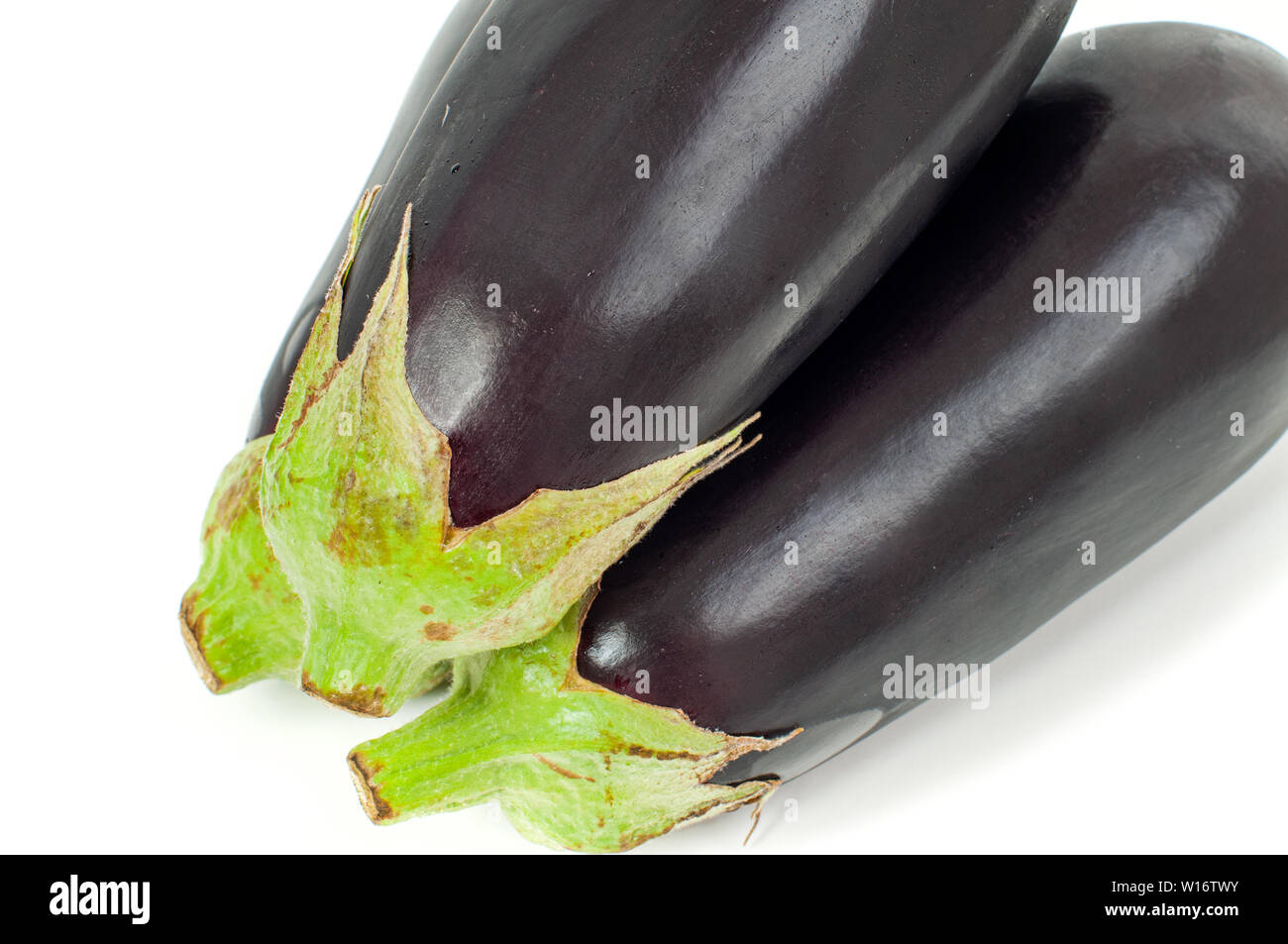 Fresh vegetable. Eggplants isolated on white background Stock Photo