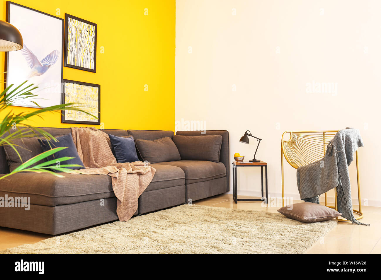 Stylish interior of living room Stock Photo - Alamy