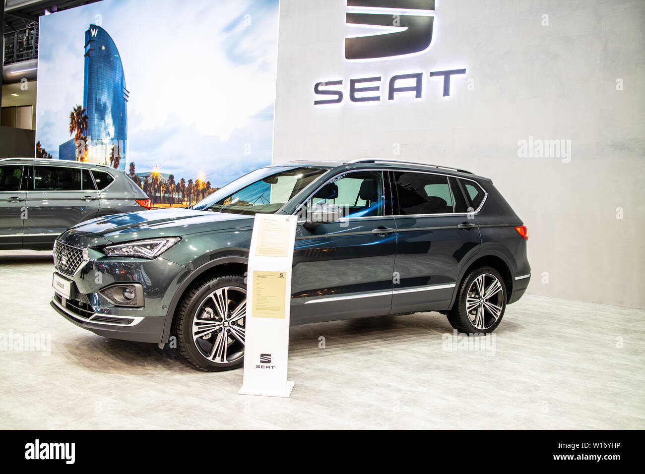 Poznan, Poland, March 2019 Seat Tarraco, Poznan International Motor Show,  MQB-A2 Platform, mid-size crossover SUV manufactured by Spanish SEAT Stock  Photo - Alamy