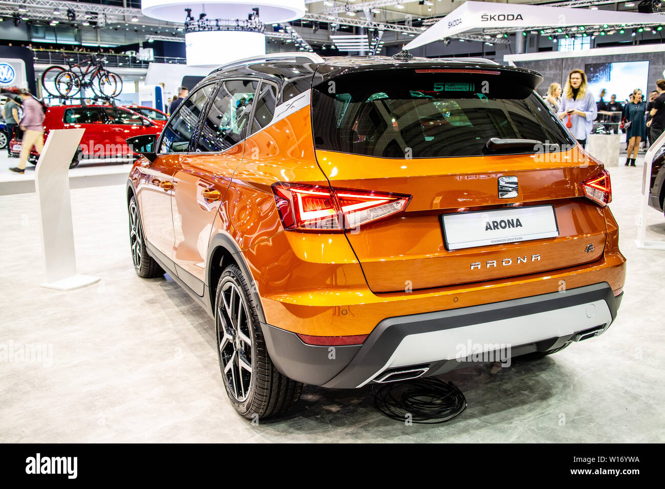 Poznan, Poland, March 2019 Seat Arona, Poznan International Motor Show, mini crossover SUV manufactured by Spanish automobile manufacturer SEAT Stock Photo