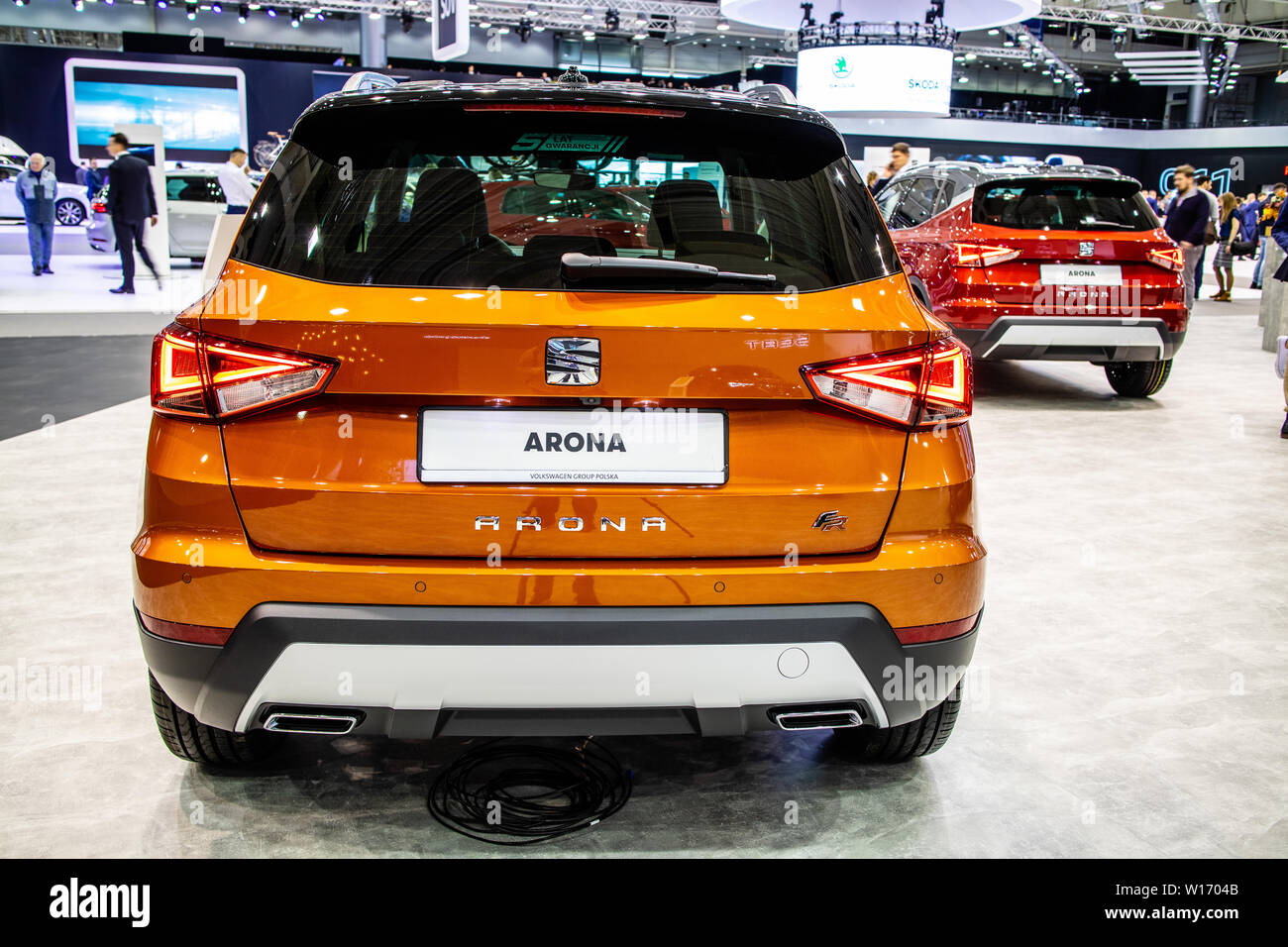 Poznan, Poland, March 2019 Seat Arona, Poznan International Motor Show, mini crossover SUV manufactured by Spanish automobile manufacturer SEAT Stock Photo