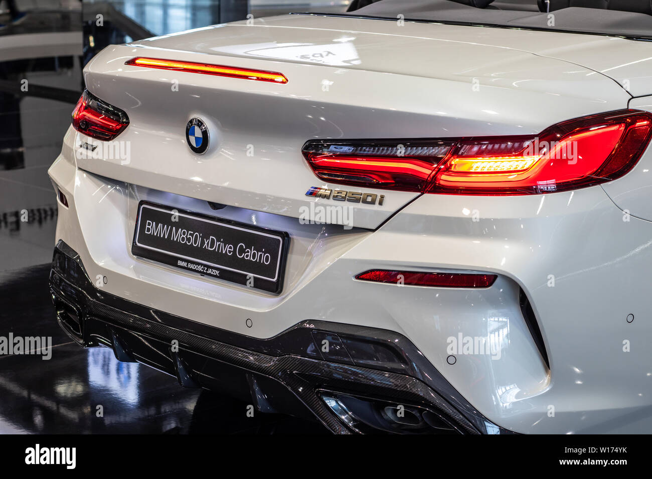 Poznan, Poland, March 2019: BMW The 8 Series xDrive Cabrio 850i, Poznan International Motor Show, G14 cabriolet car manufactured and marketed by BMW Stock Photo
