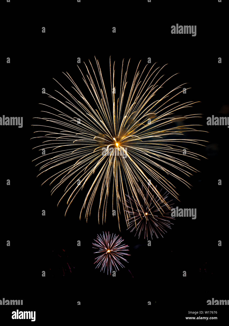 The firework in La Ronde in Montreal Stock Photo