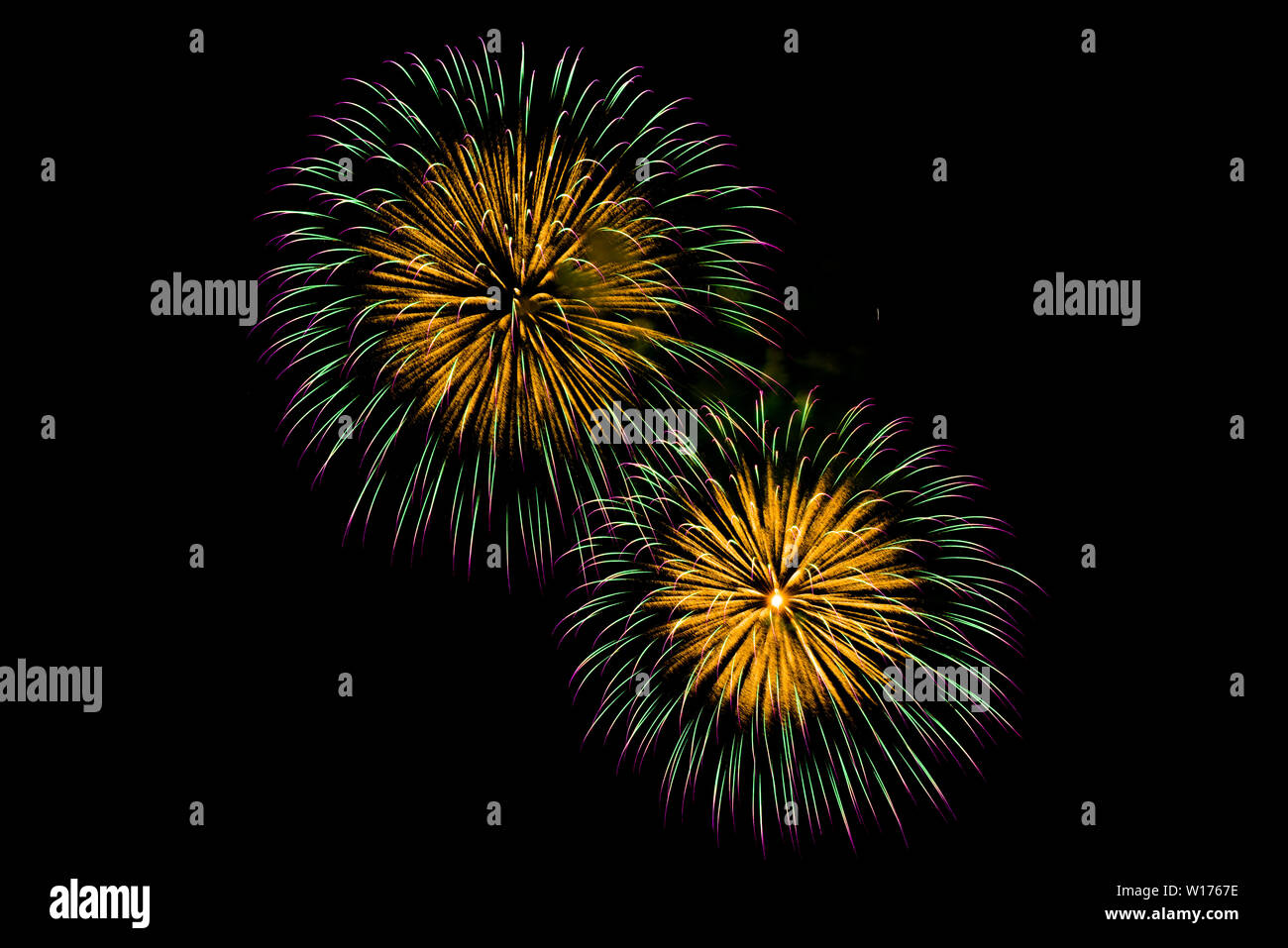 The firework in La Ronde in Montreal Stock Photo