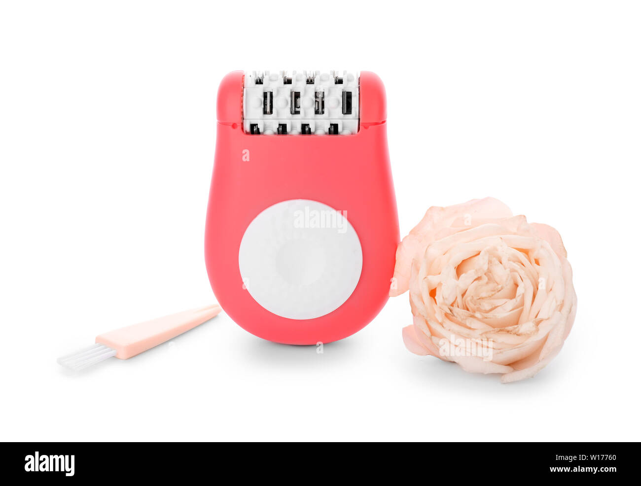 Modern epilator on white background Stock Photo