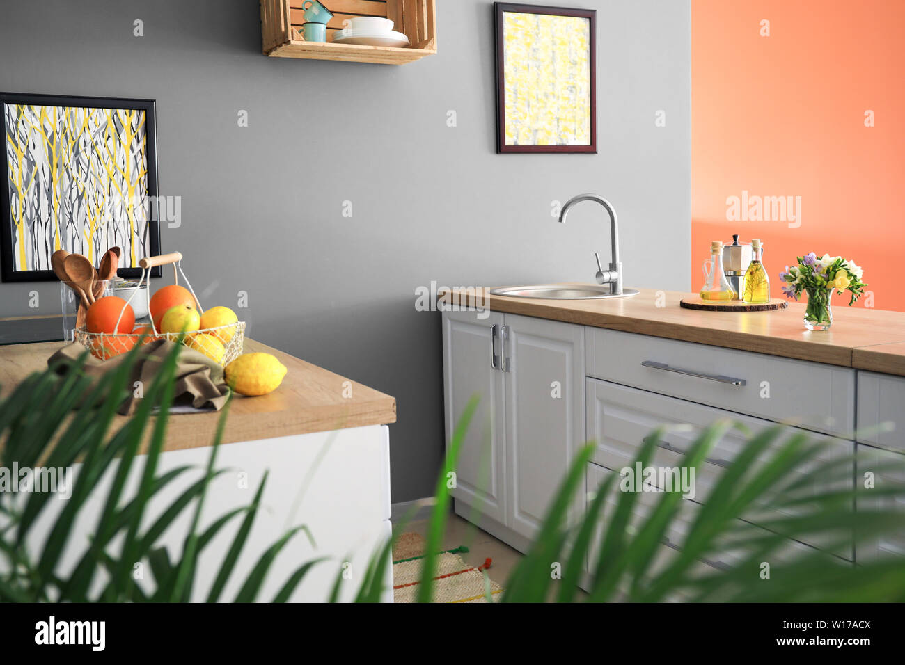 Stylish interior of modern kitchen Stock Photo - Alamy