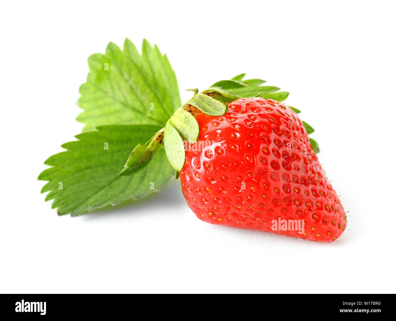 Ripe red strawberry on white background Stock Photo - Alamy