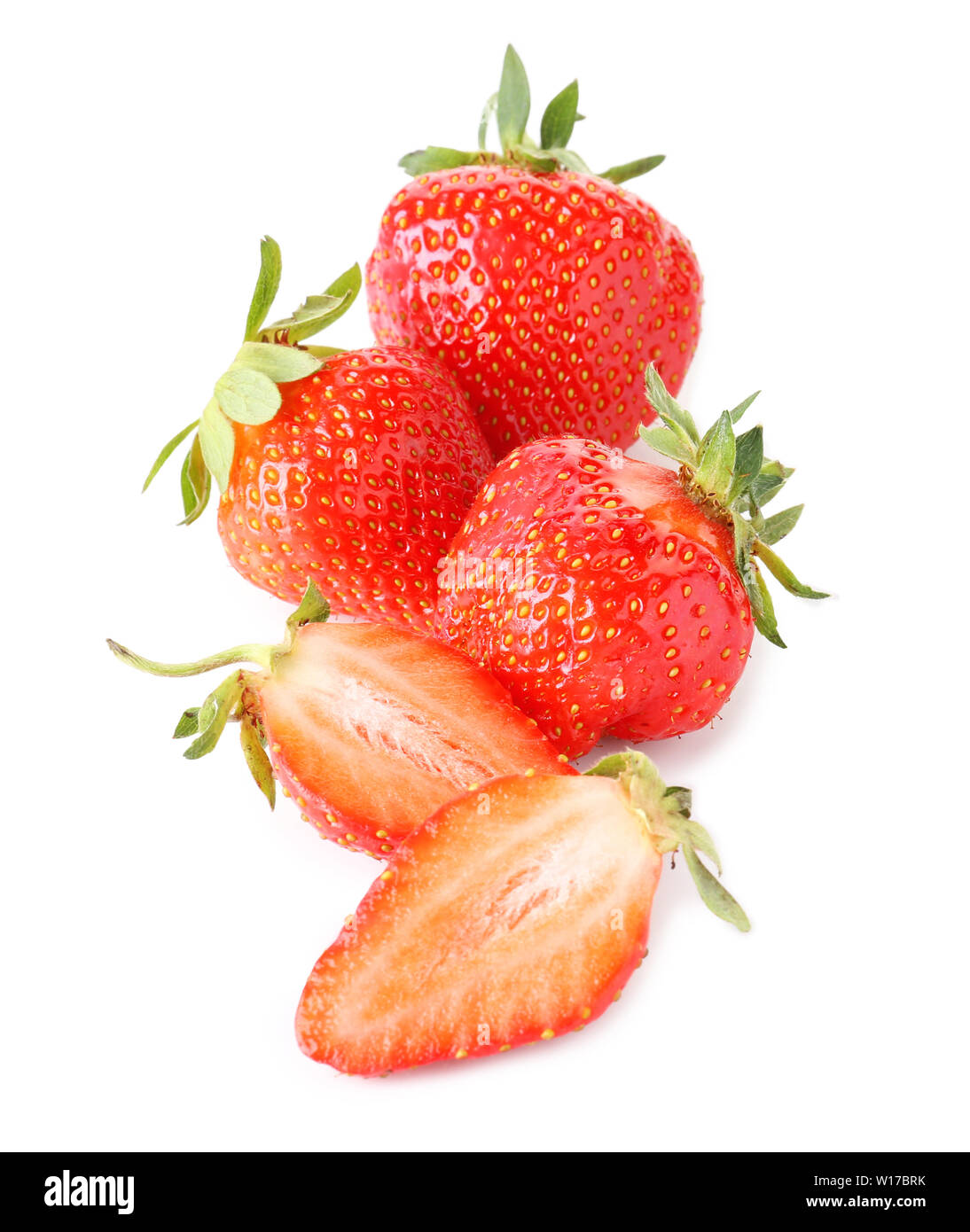 Ripe red strawberry on white background Stock Photo - Alamy