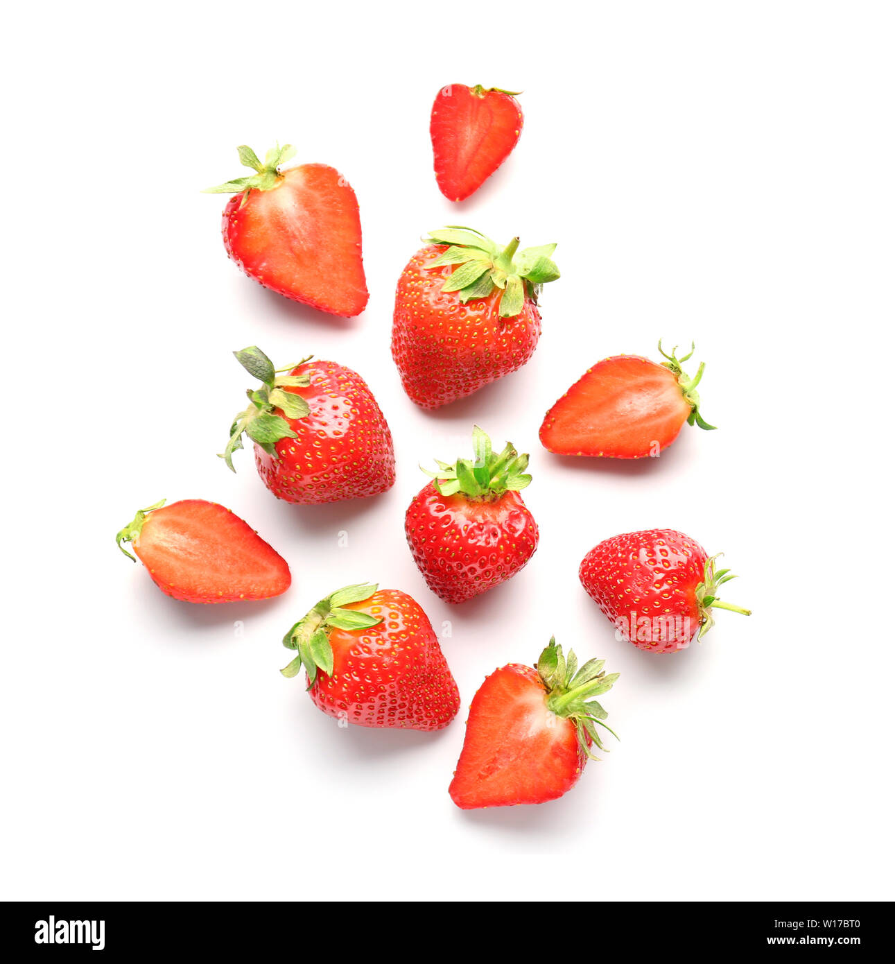 Ripe red strawberry on white background Stock Photo - Alamy