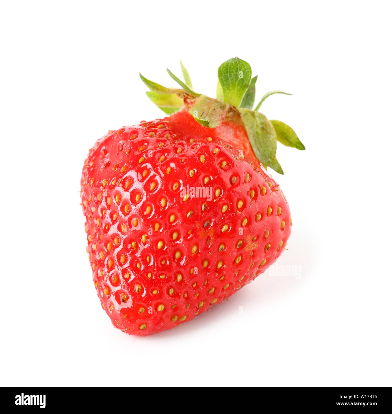 Ripe red strawberry on white background Stock Photo - Alamy