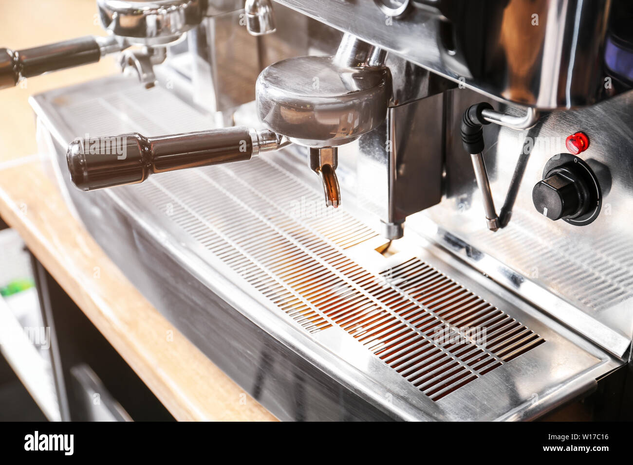 Modern coffee machine in cafe, closeup Stock Photo