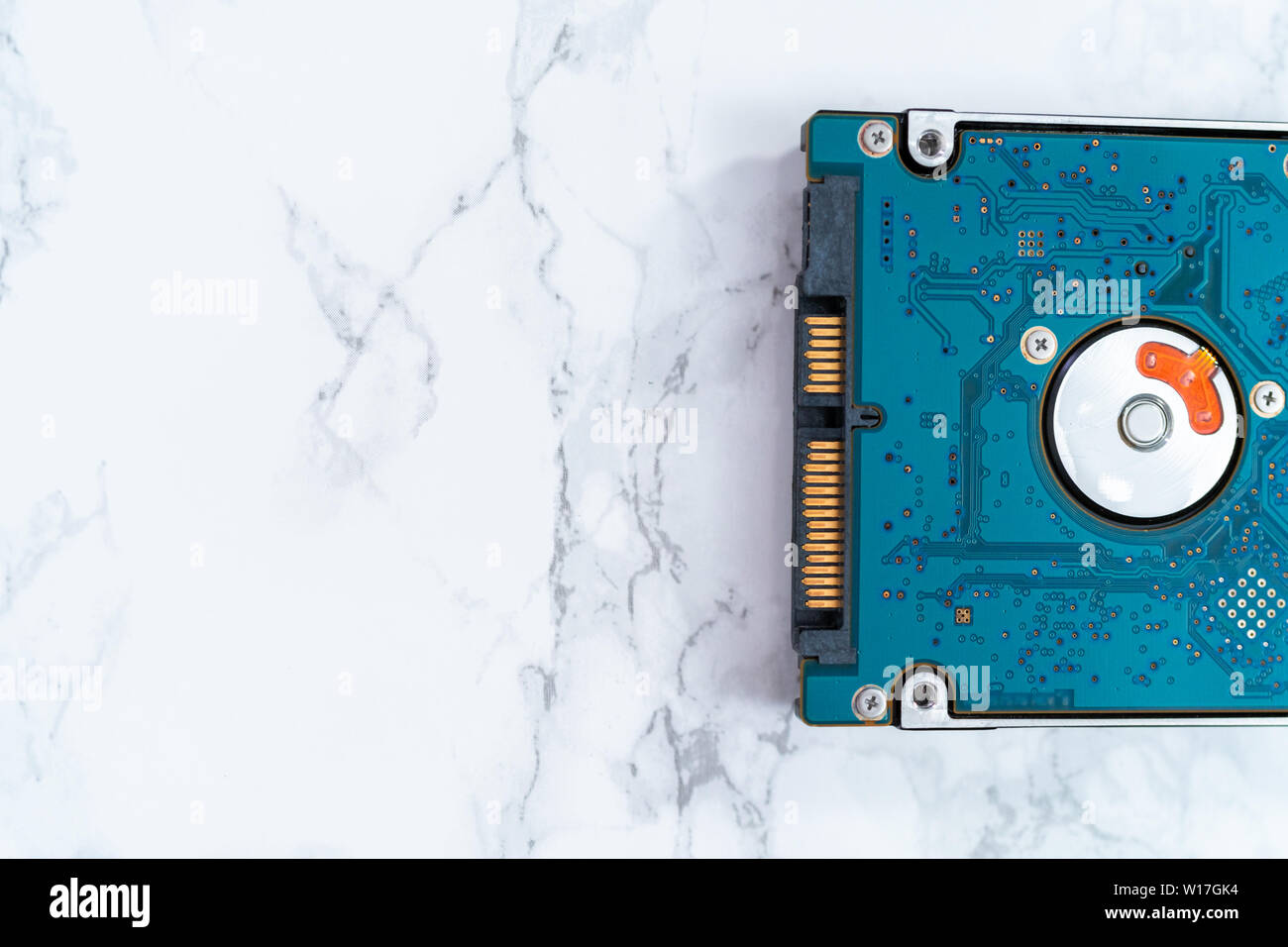 Internal and external solid state hard drives on the table Stock Photo