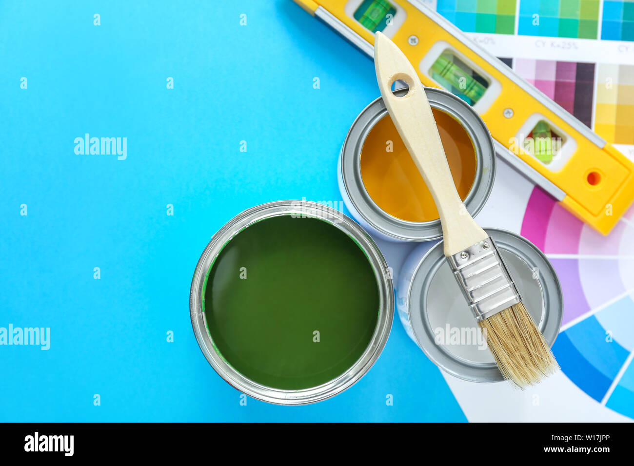 Cans paints palette samples hi-res stock photography and images - Alamy