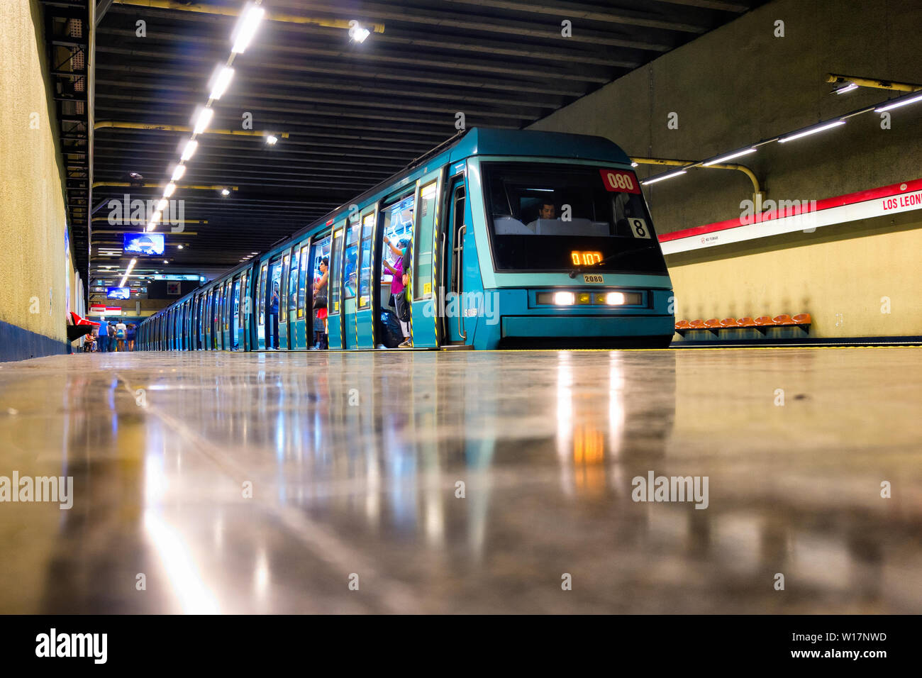 Santiago Chile March 2016 A Santiago Metro Ns93 Mp89 Paris Metro Based At Los Leones Station Stock Photo Alamy
