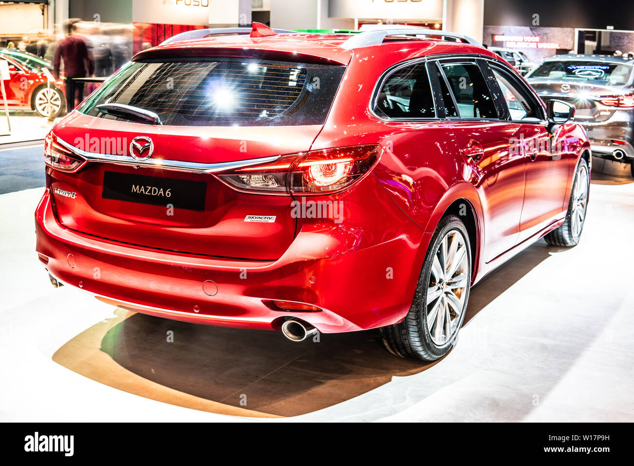 Vrijlating Ga trouwen Midden Brussels, Belgium, Jan 2019 red Mazda 6 station wagon, Brussels Motor Show,  3rd gen, GL, facelift, mid-size car manufactured in Japan by Mazda Stock  Photo - Alamy