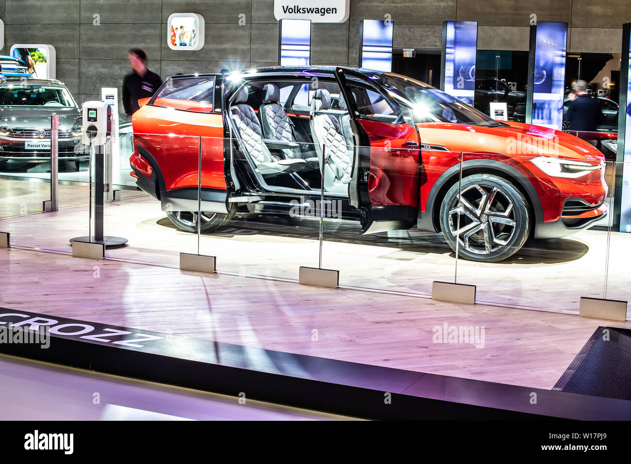 Brussels, Belgium, Jan 2019 red Volkswagen VW I.D. CROZZ Concept