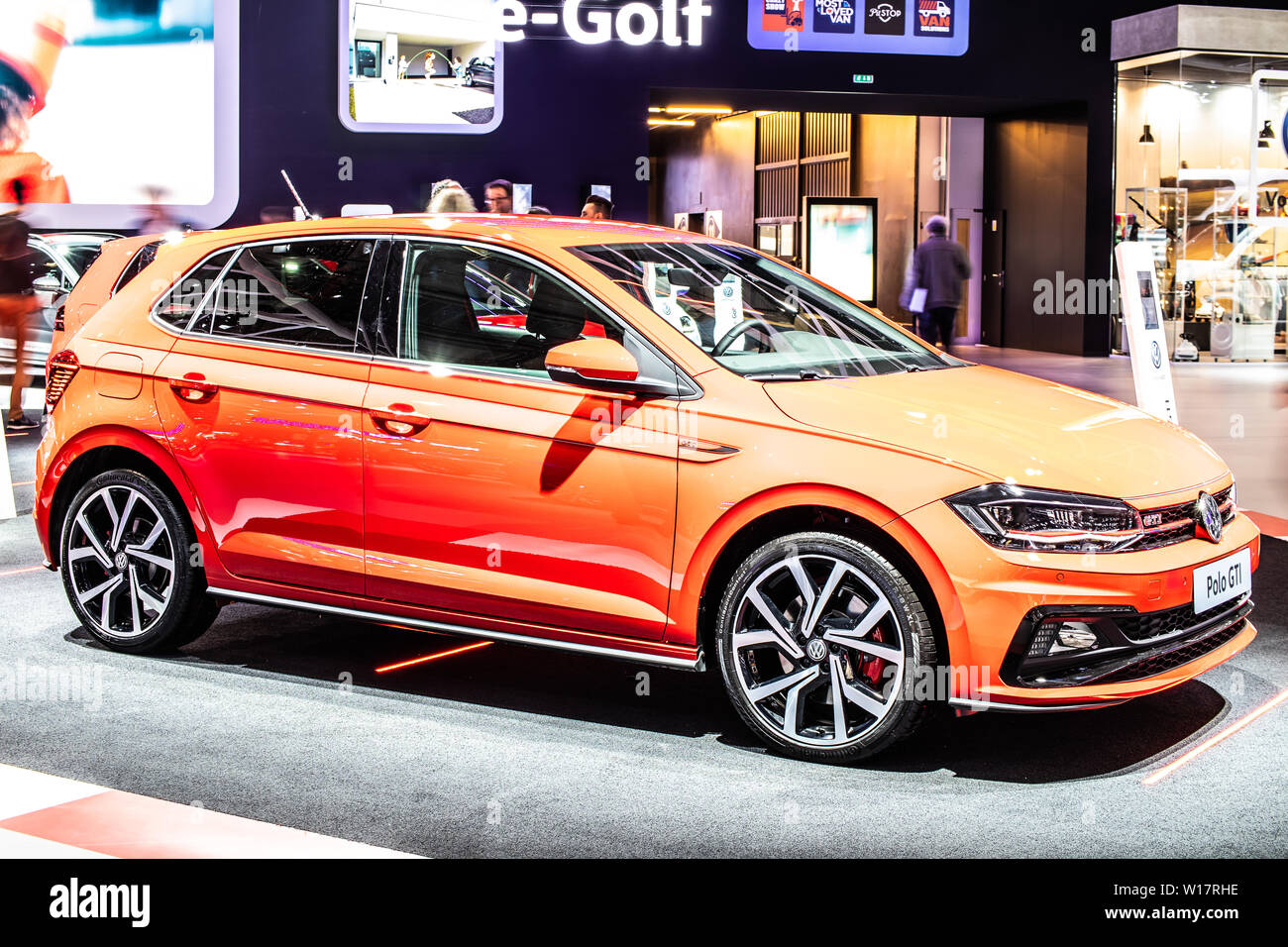 Brussels, Belgium, Jan 2019 red Volkswagen VW Polo GTI, Brussels Motor  Show, Sixth generation, Typ AW, MQB A0 platform, produced by Volkswagen  Stock Photo - Alamy