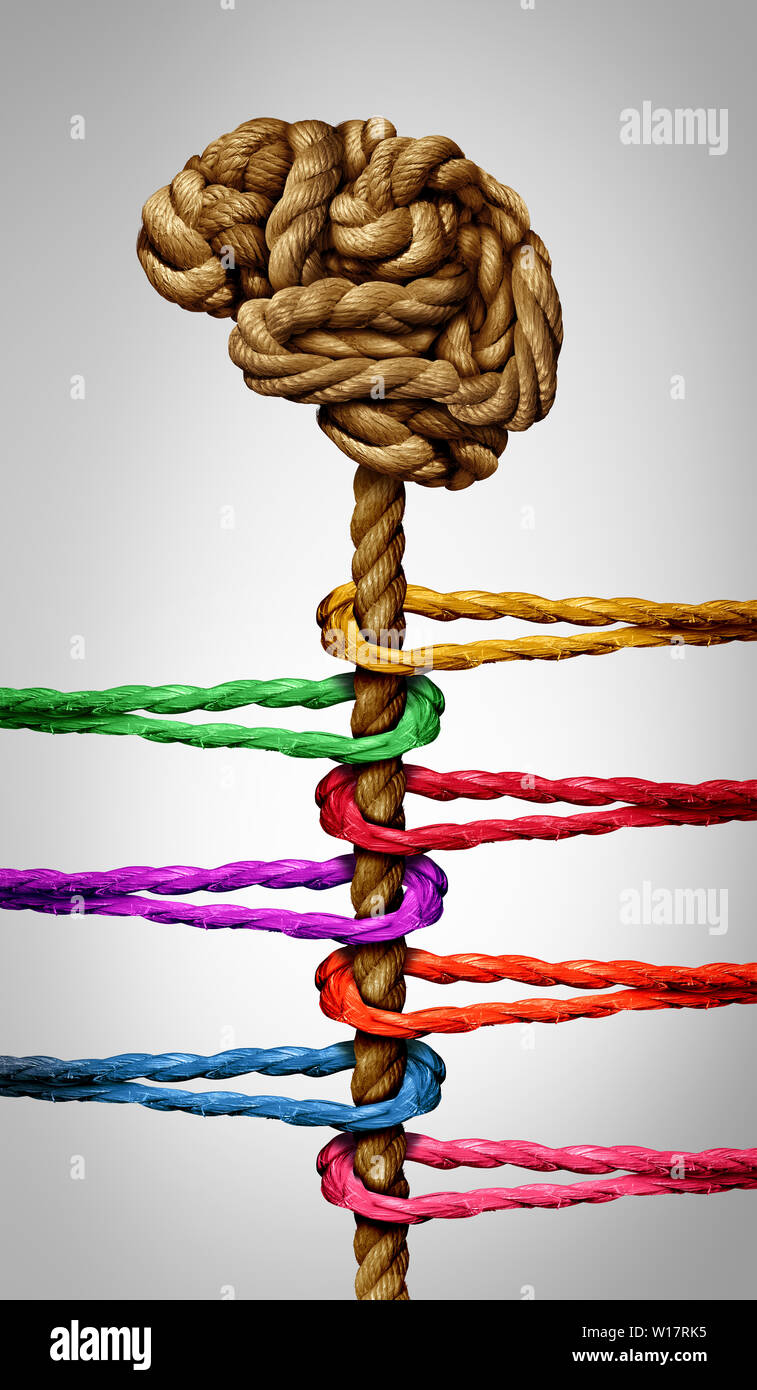 Psychology connection and thinking together or brain stress and daily psychological pressure concept as a composite image. Stock Photo