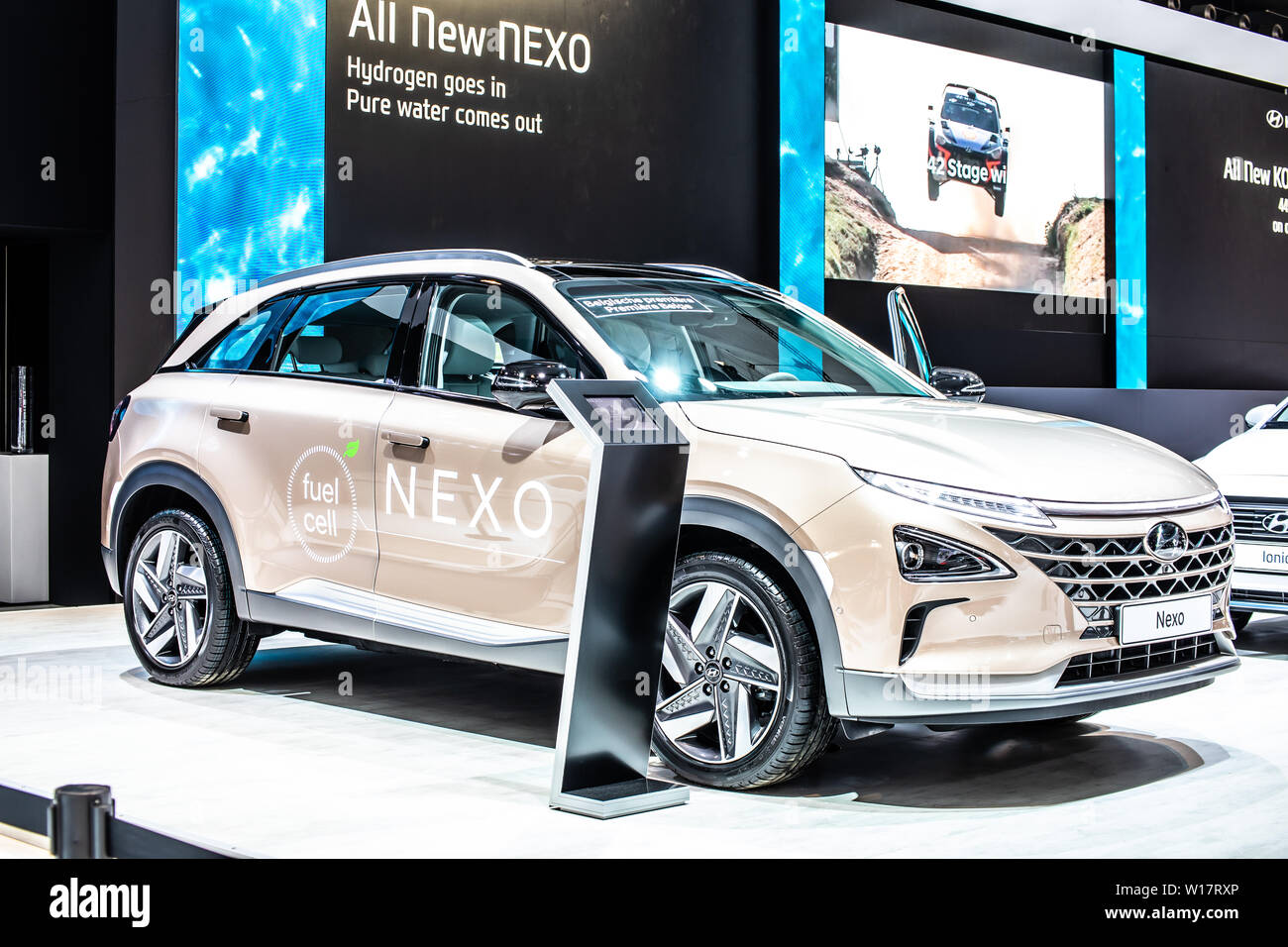 Brussels, Belgium, Jan 2019 Hyundai Nexo, Hydrogen Fuel Cell powered ...