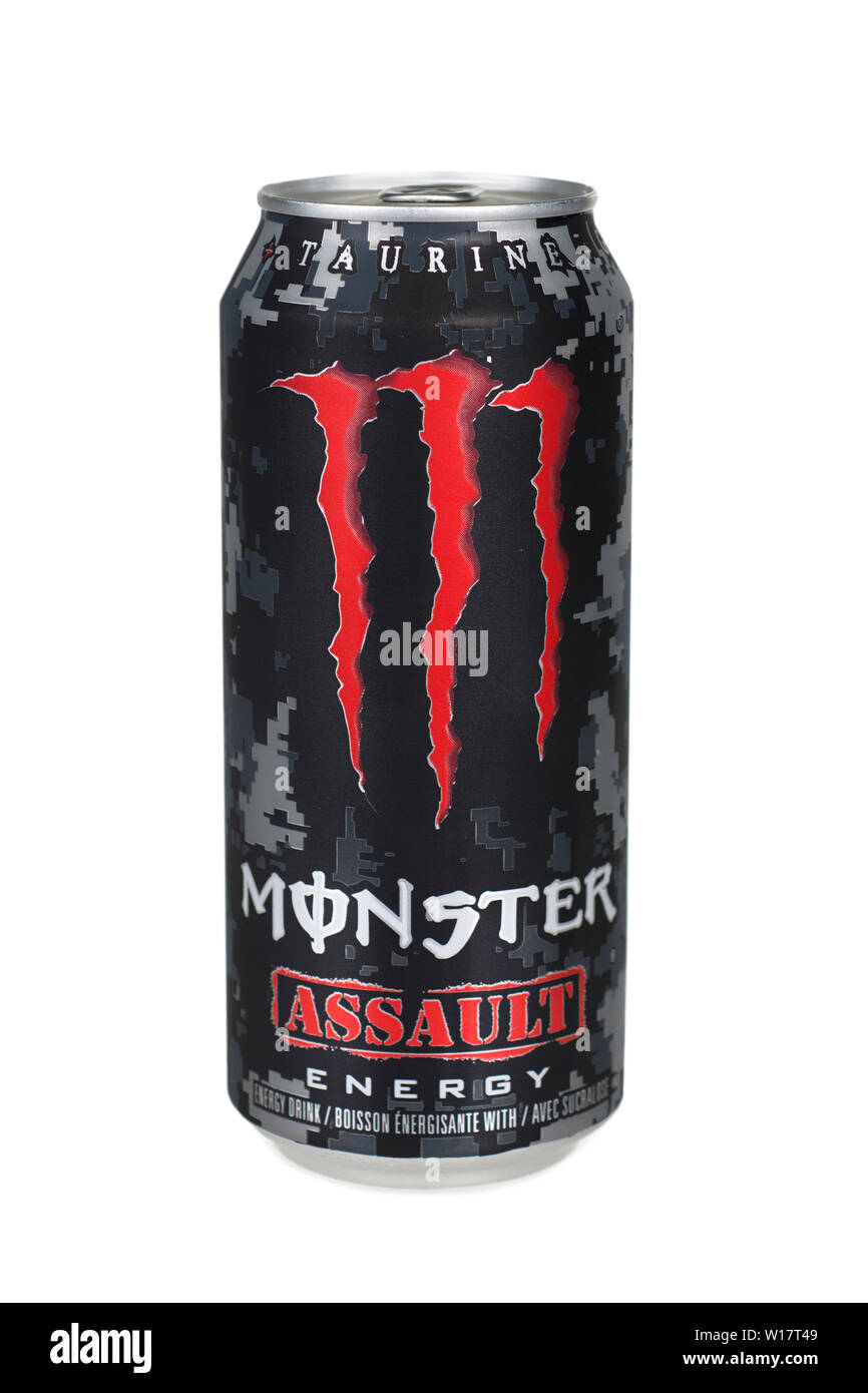 Monster Energy Drink Can, Assault Stock Photo - Alamy
