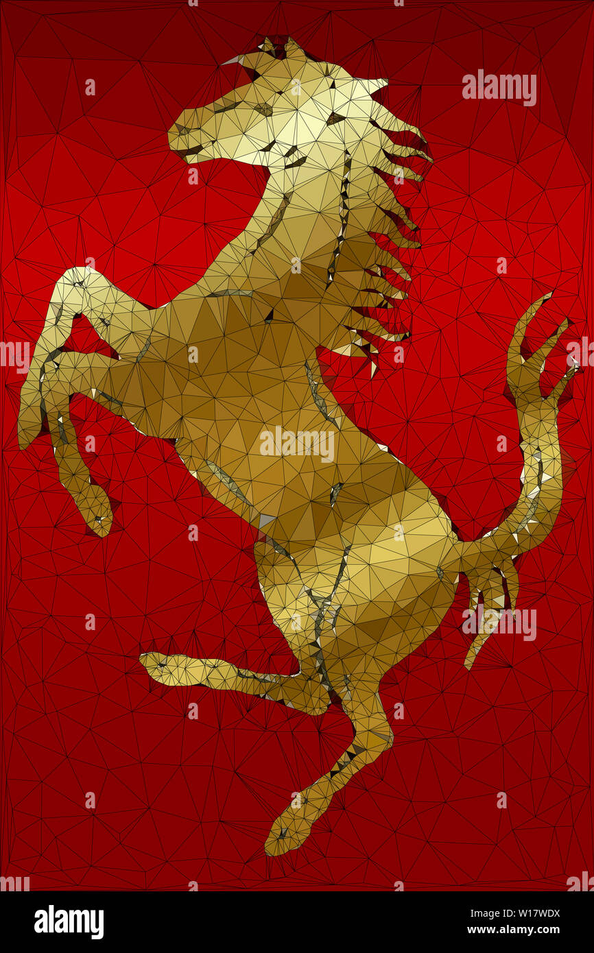 Ferrari cars horse symbol, polygonal graphic elaboration, vector