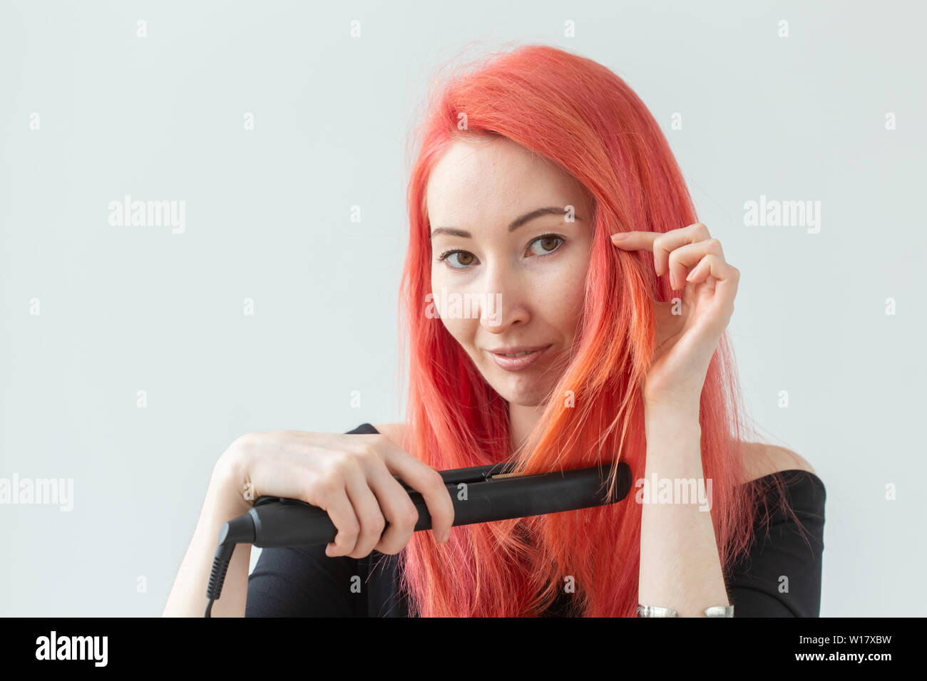 Hair Stylist Hairdresser And People Concept Young Woman With