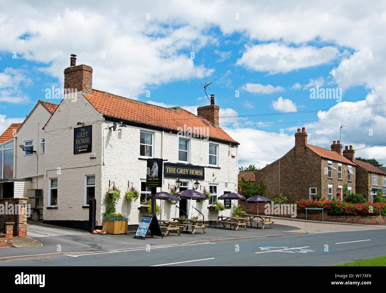 The Grey Horse pub in Elvington, North Yorkshire, England UK Stock Photo