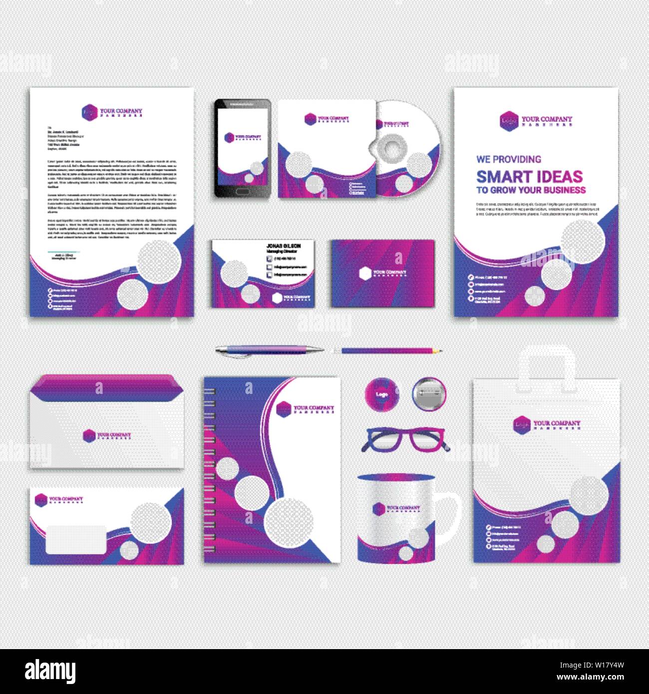 Download Purple Corporate Identity Template Design With Color Geometric Elements Business Stationery Vector Stock Vector Image Art Alamy