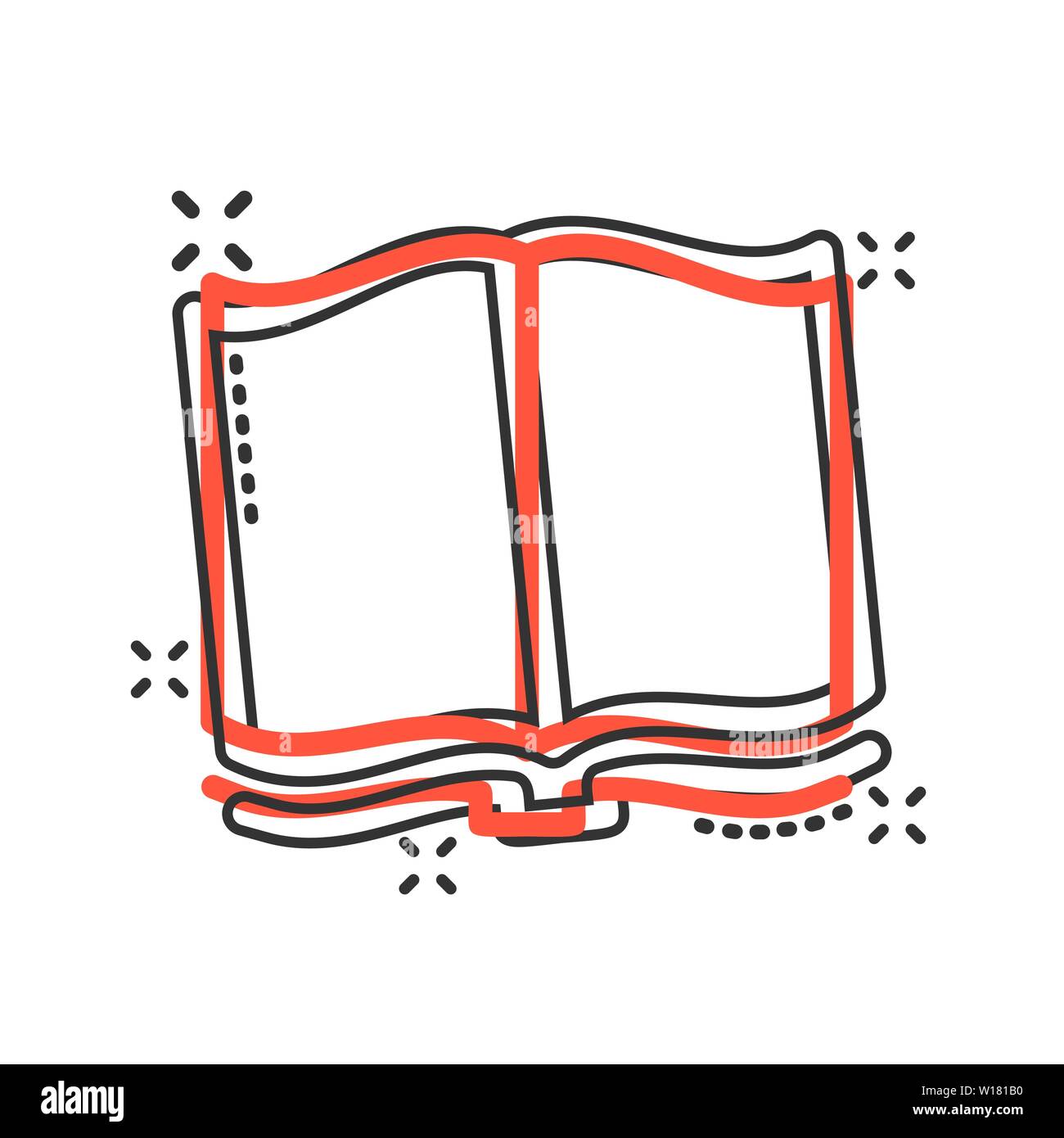 Open book icon in comic style. Literature vector cartoon illustration ...