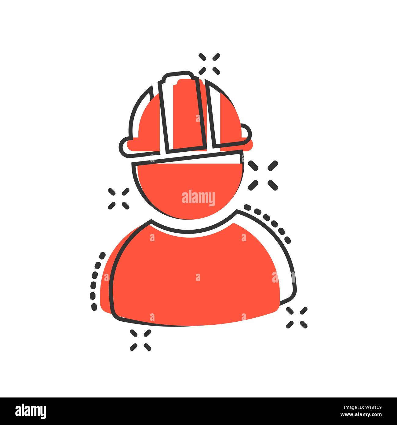 Construction worker icon in comic style. Factory employee vector ...