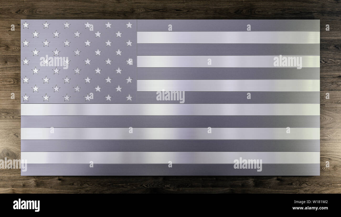 cool modern background, isolated USA flag made out of different types of brushed metal planks, stainless steel, United States of America, patriotism, Stock Photo