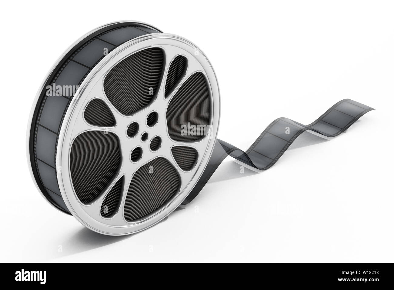 Film reel isolated on white background. 3D illustration. Stock Photo