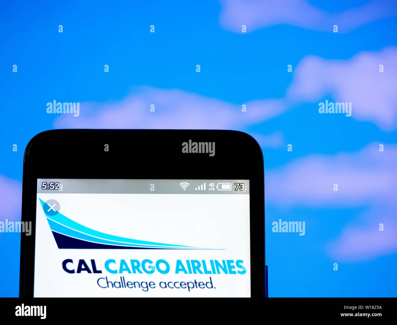 In this photo illustration the CAL Cargo Air Lines logo is seen displayed on a smartphone Stock Photo