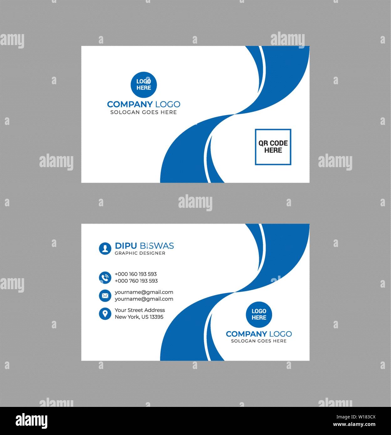 Blue Stylish Business Card Stock Vector