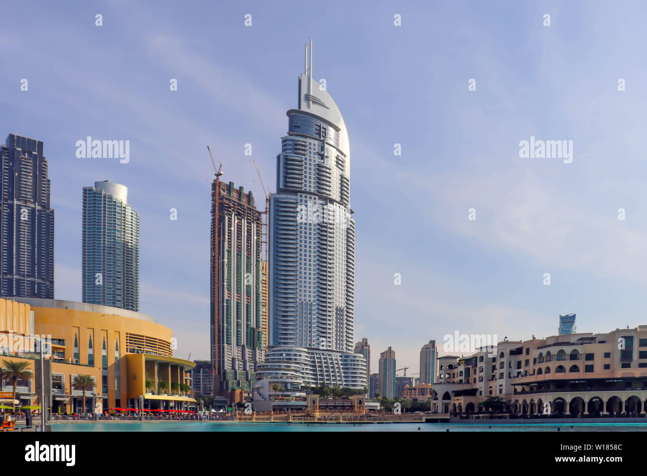 Dubai, UAE December 25/2018 Skyline architecture. City landscape of