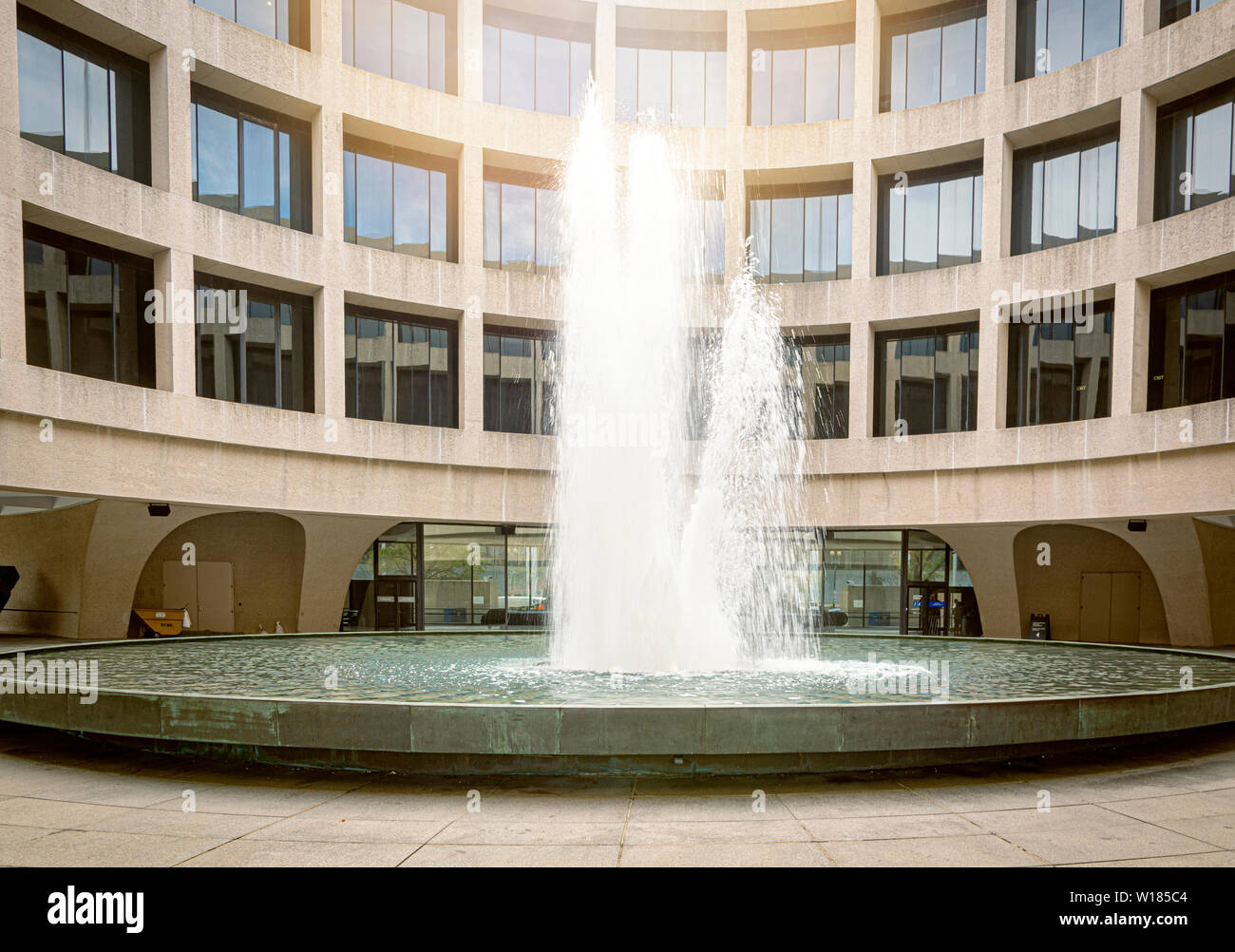 Washington D.C., USA, October 2016: water spray from the fountain inside the courtyard of the Hirshhorn Museum in Washington D.C. Stock Photo