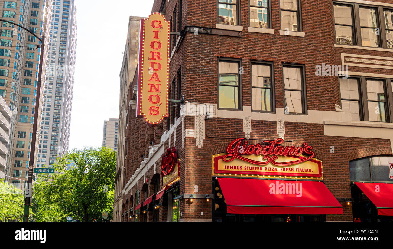 Giordanos Pizzeria in Chicago - CHICAGO, USA - JUNE 12, 2019 Stock Photo