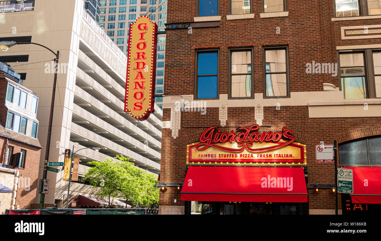 Giordanos Pizzeria in Chicago - CHICAGO, USA - JUNE 12, 2019 Stock Photo