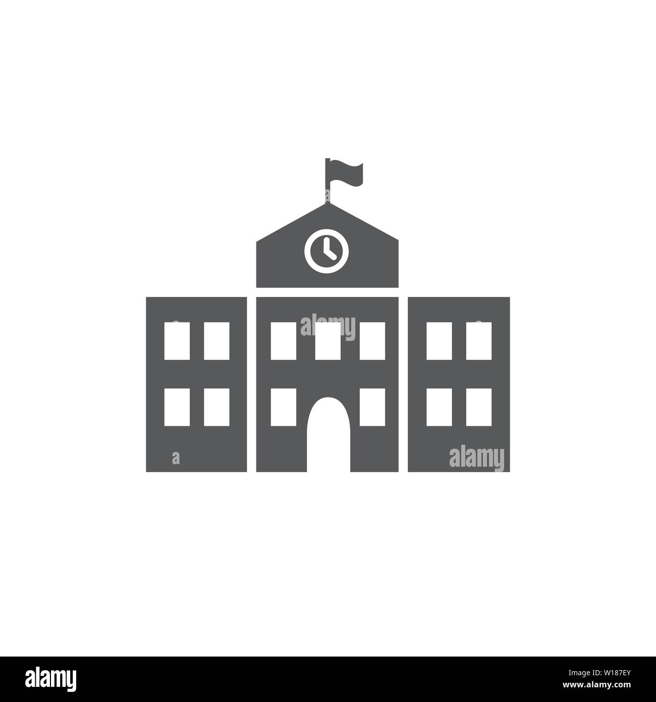 School building icon on white background Stock Vector