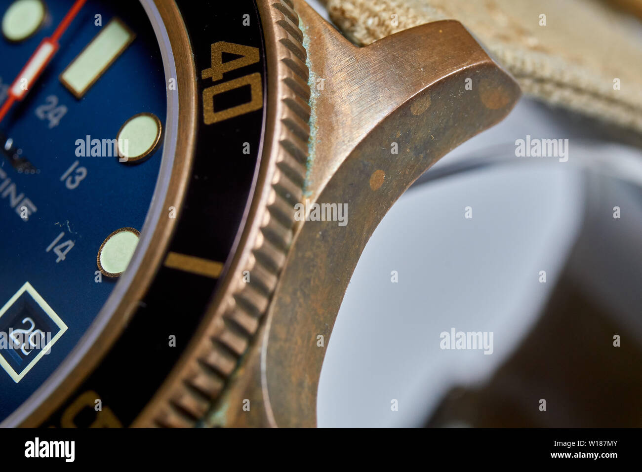 Close up and detail shots of the Glycine Combat Sub in bronze
