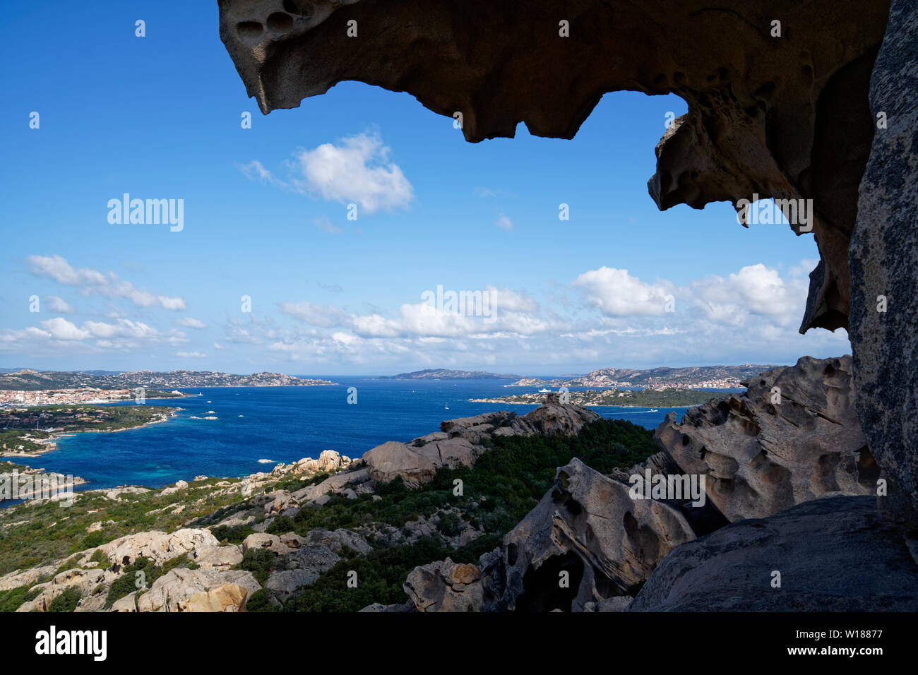 View at Palau from the Rock of the Bear (Bärenfels) at Capo d'Orso, Palau, Olbia-Tempio, Sardinia Italy Stock Photo