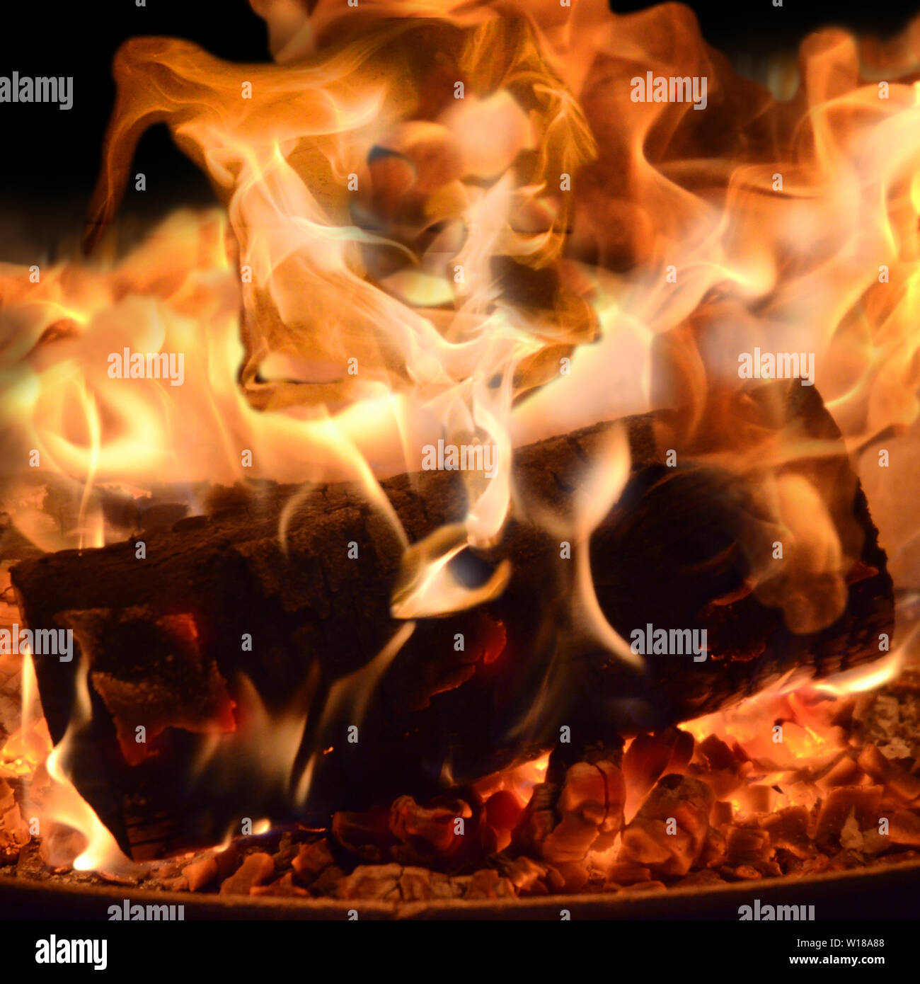Hot fire in a fireplace Stock Photo Alamy