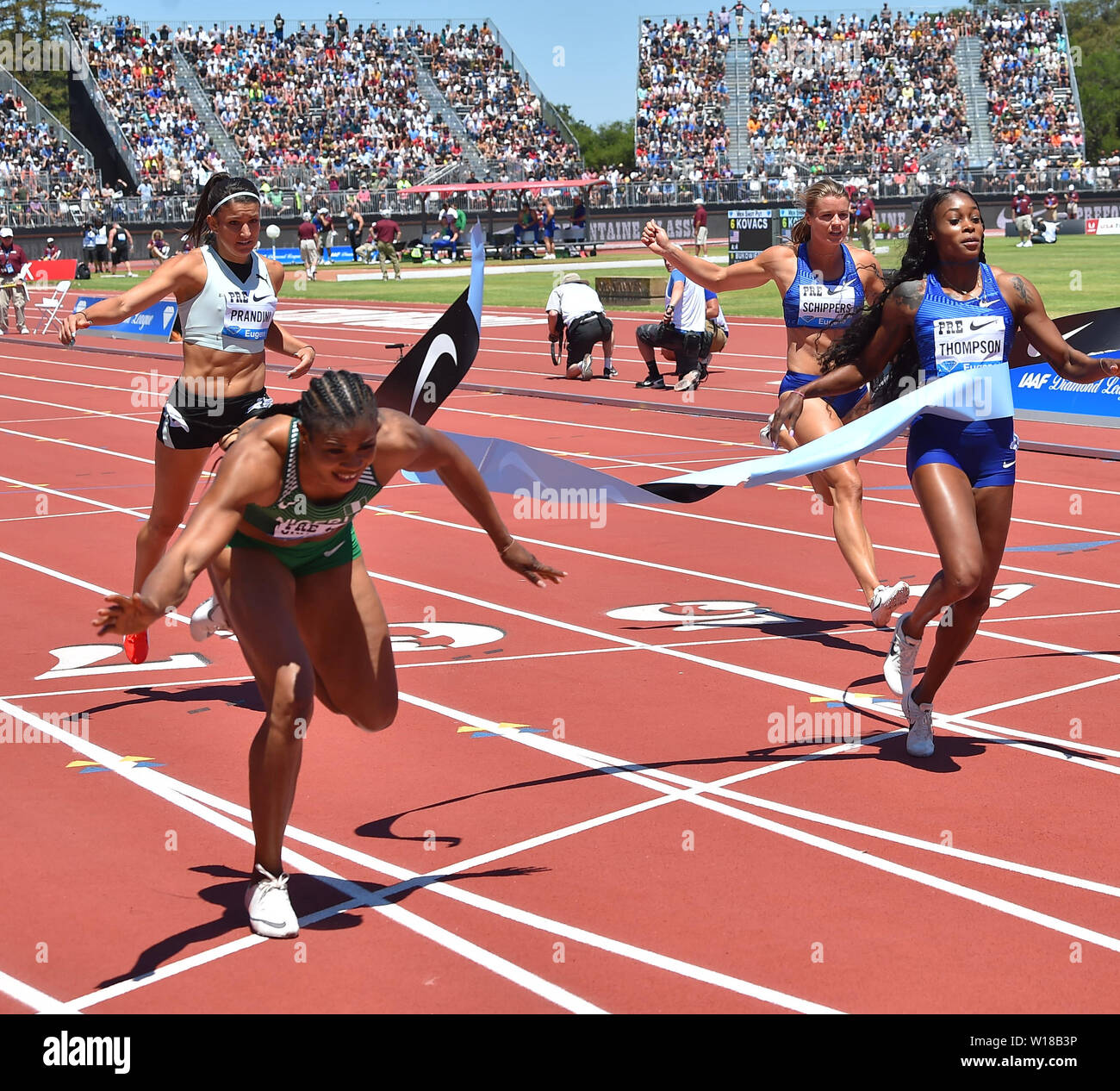 Blessing Okagbare wins during a women's 200m Diamond League Athletics