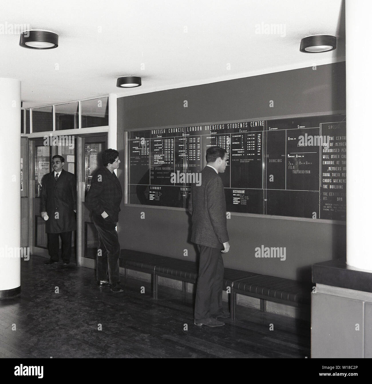 1960s, historical, notice board, British Council London, Overseas