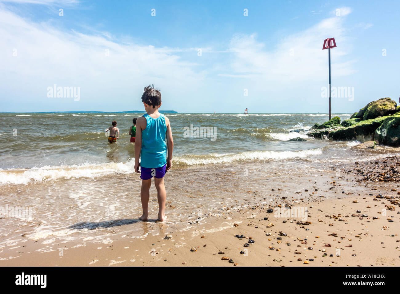 Mudeford, Christchurch, UK. 28th June 2019. UK Weather A young boy