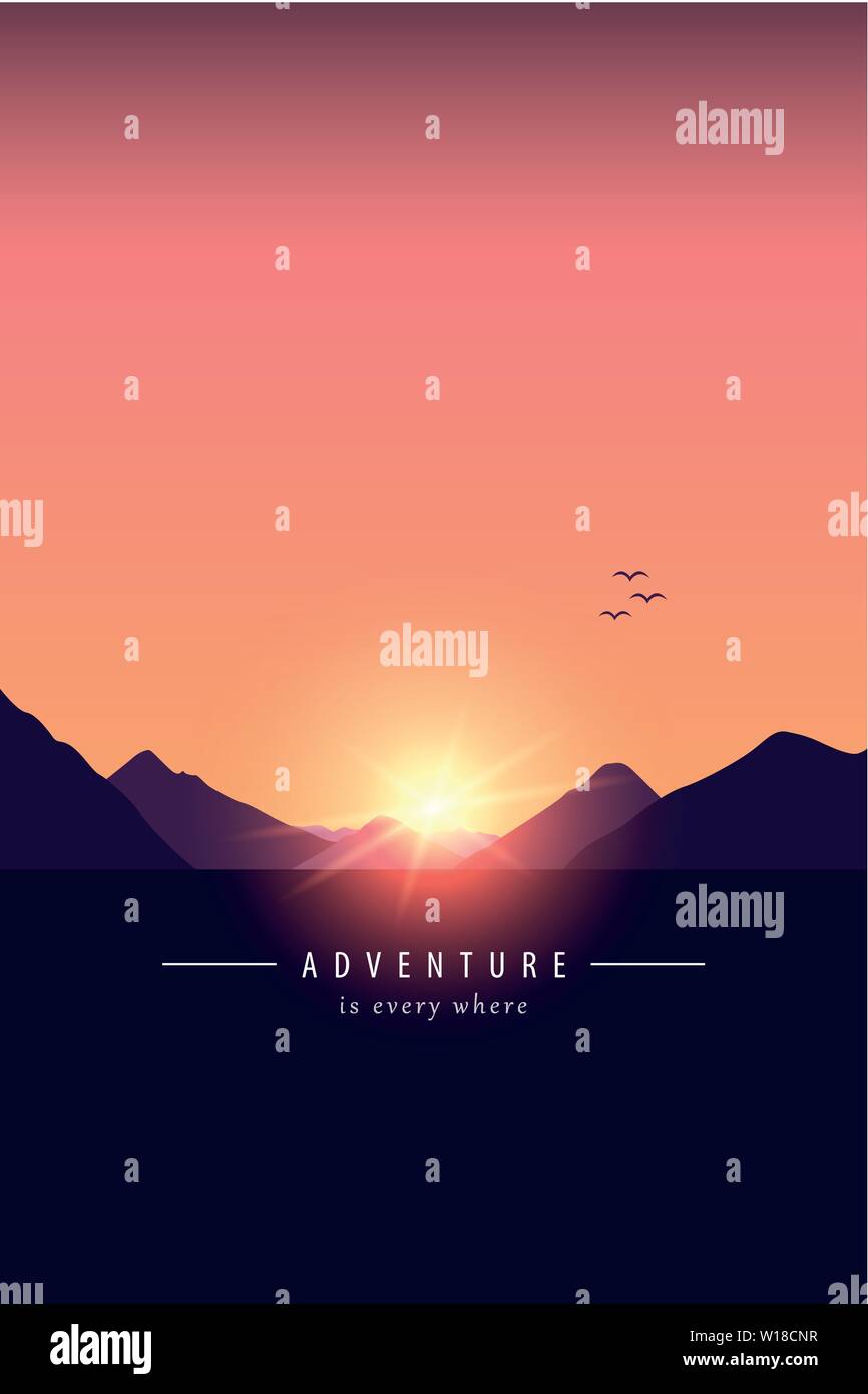 Adventure Mountain Landscape Background At Sunset Vector Illustration Eps10 Stock Vector Image Art Alamy