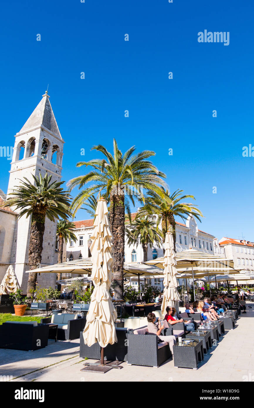 Riva, seaside promenade, Obala bana Berislavica, old town, Trogir, Dalmatia, Croatia Stock Photo
