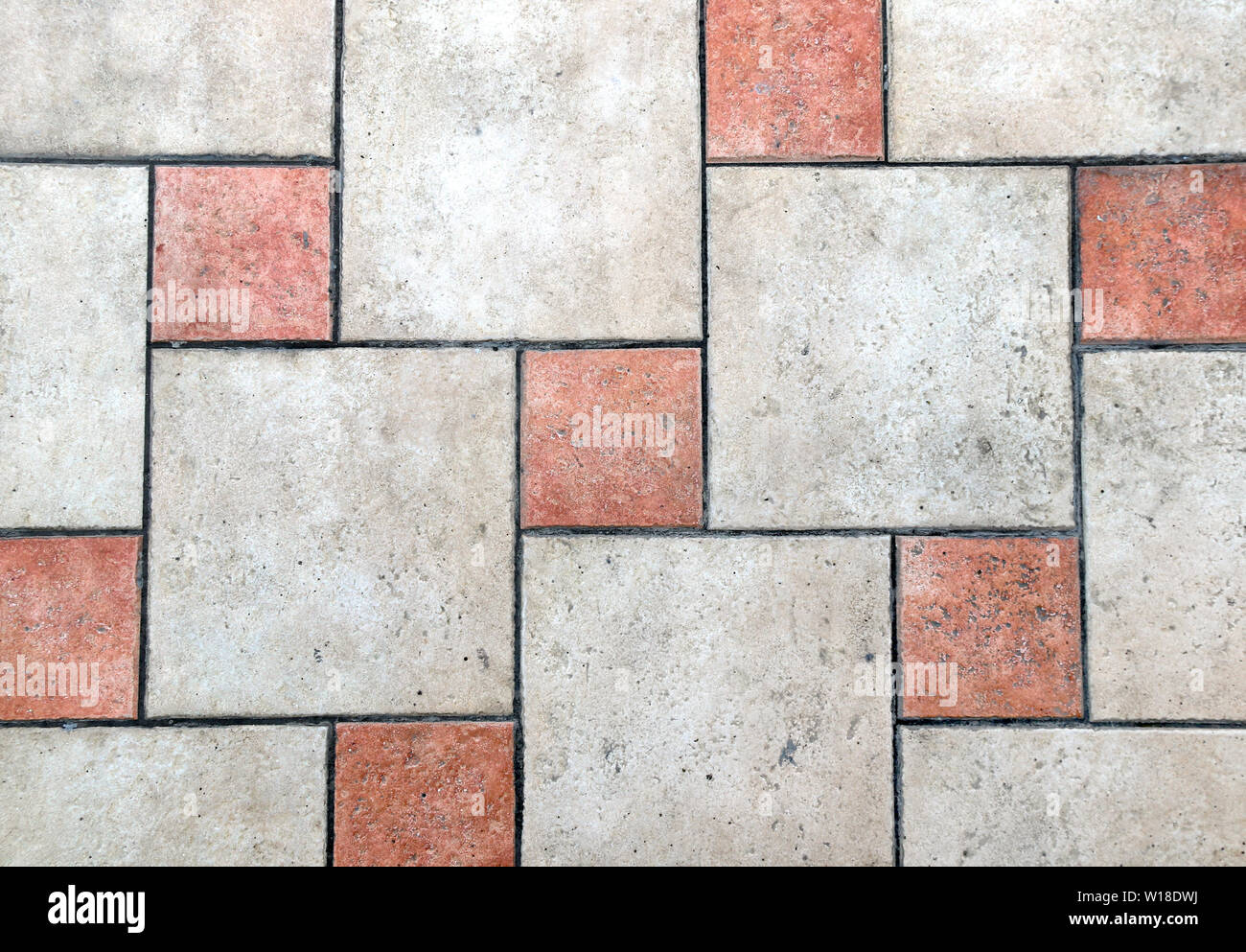 Old Porcelain Tiles Floor Texture With Tiles Of Red And Beige