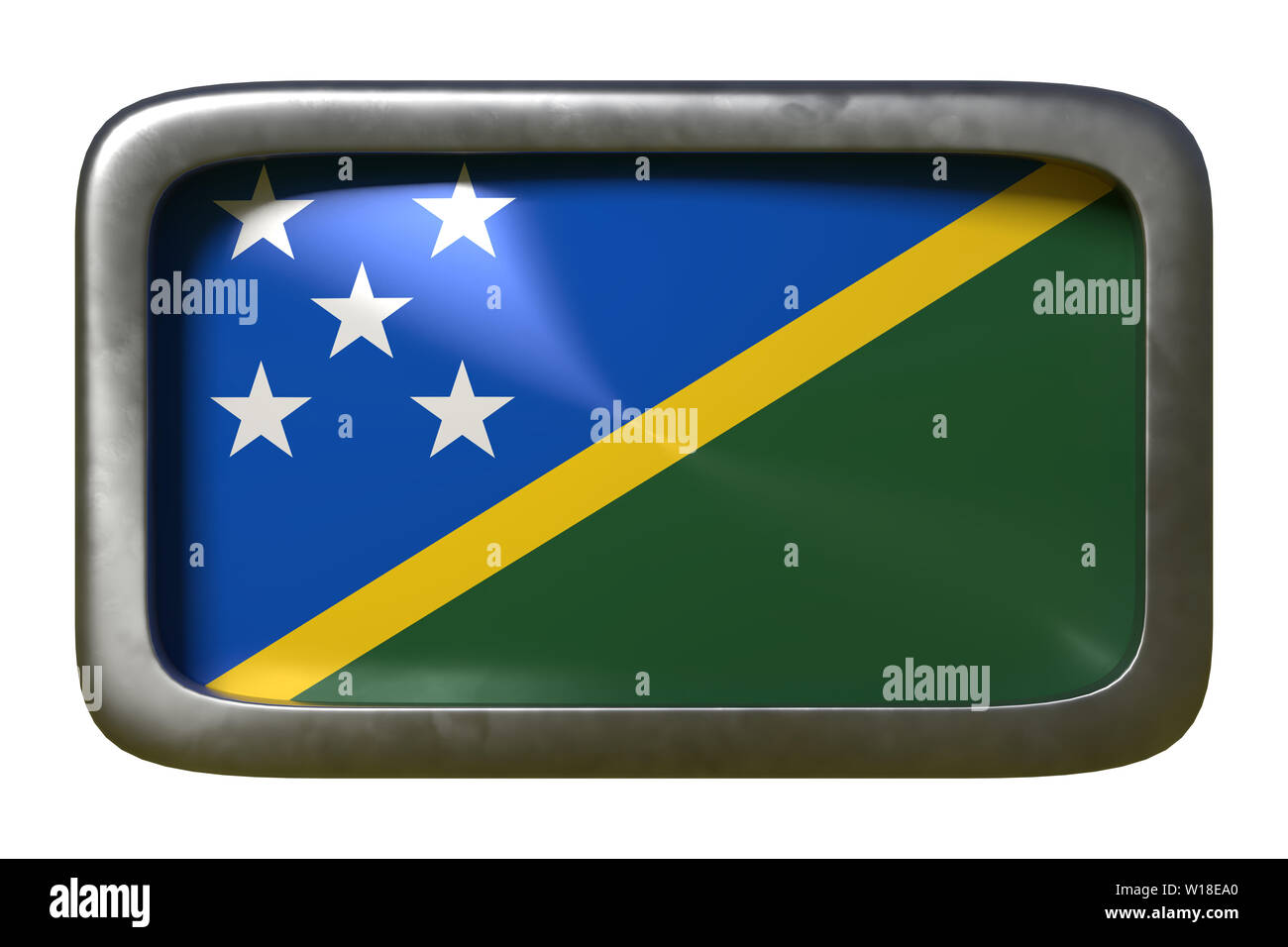 3d rendering of a Solomon Islands flag on a rusty sign isolated on ...