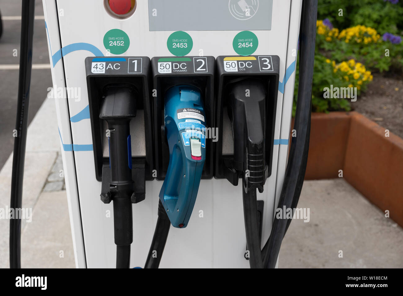 Electric car charging station in Andalsnes, Norway Stock Photo Alamy